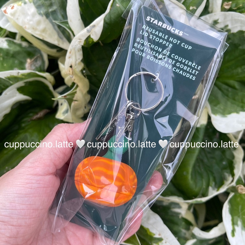 🍂LAST ONE🎃Starbucks Fall Halloween Pumpkin Coffee Reusable Lid Stopper Keychain